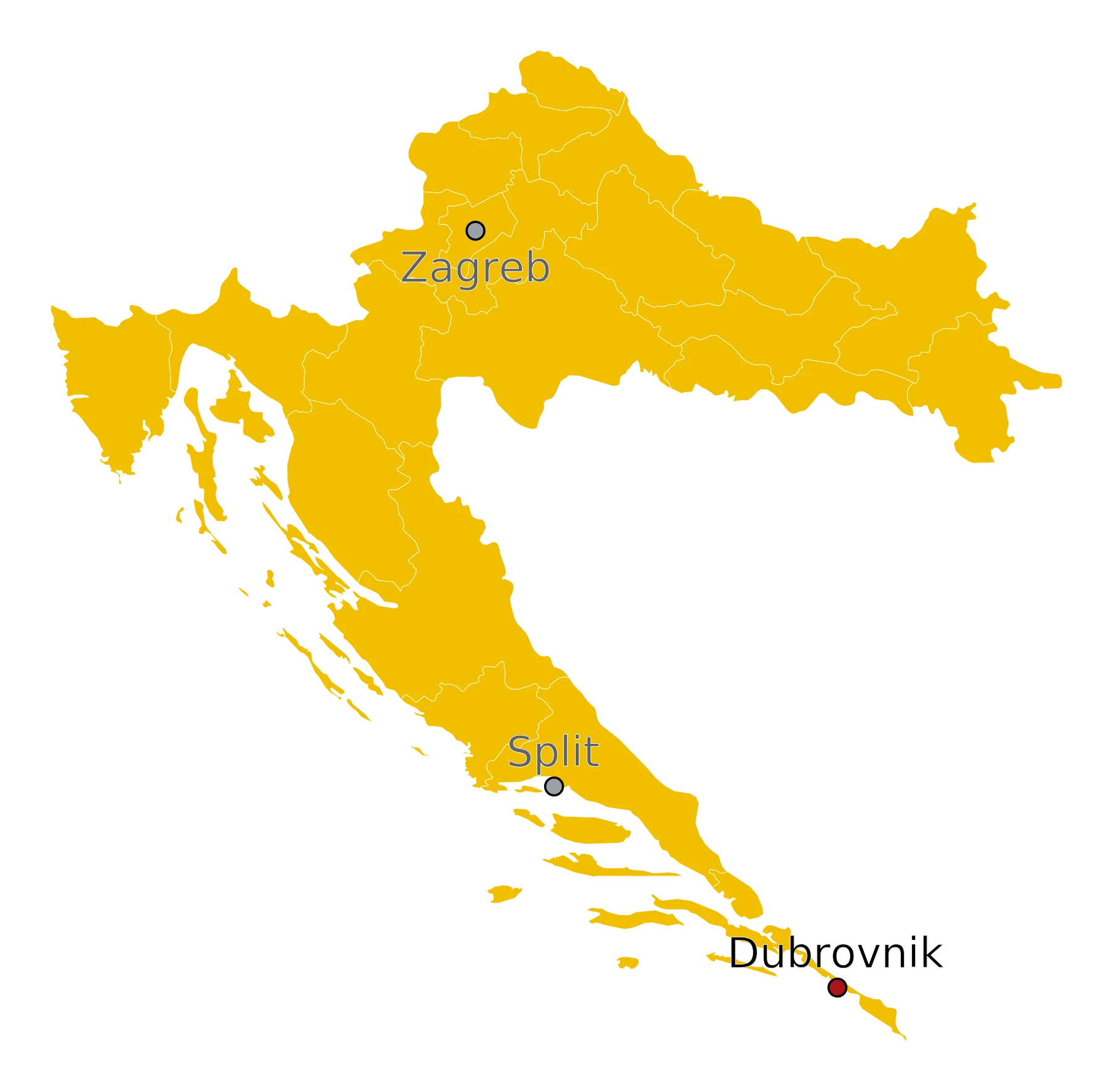 Locatie van Dubrovnik in Kroatië Kaart Dubrovnik Kroatië - waar ligt Dubrovnik