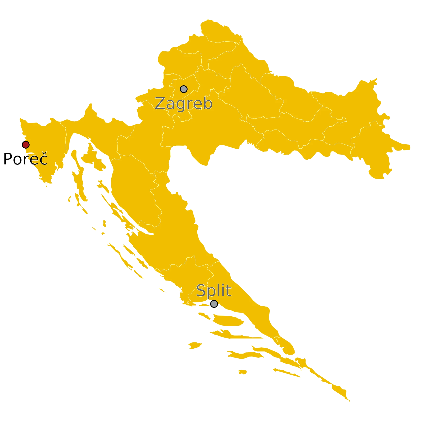 Locatie van Poreč in Kroatië Kaart Poreč Kroatië - waar ligt Poreč