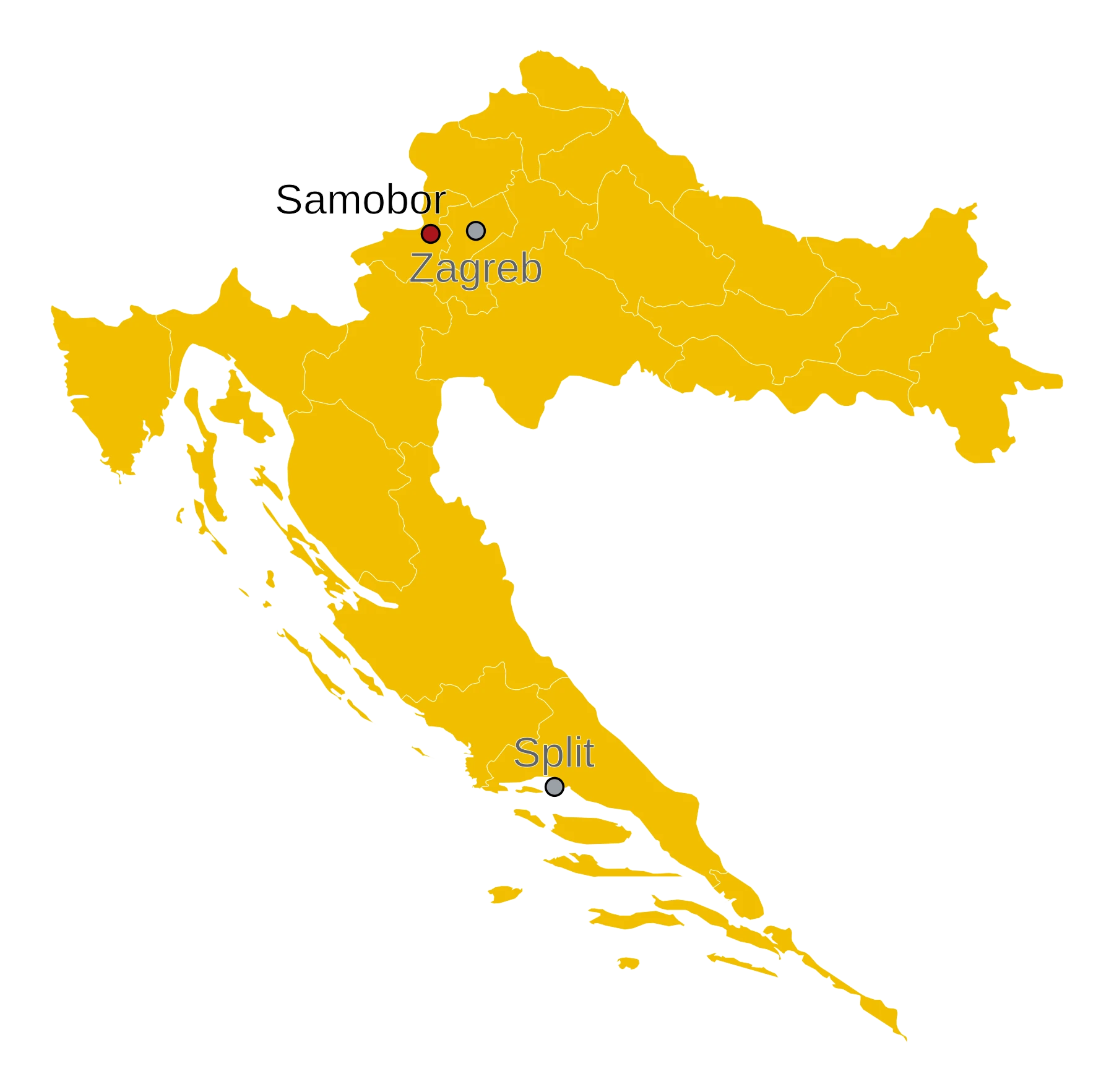 Kaart Samobor Kroatië - waar ligt Samobor
