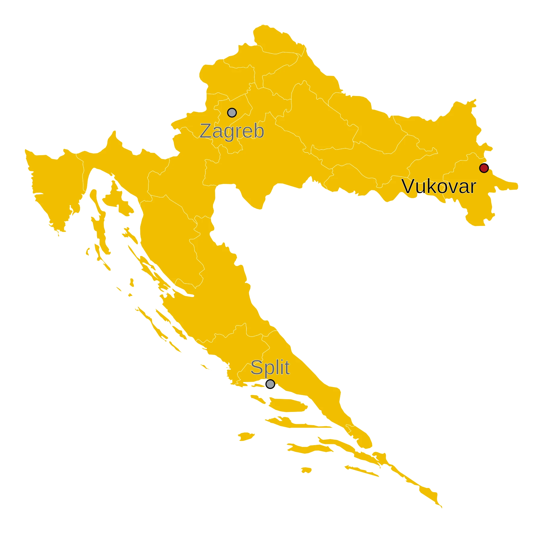 Kaart Vukovar Kroatië - waar ligt Vukovar